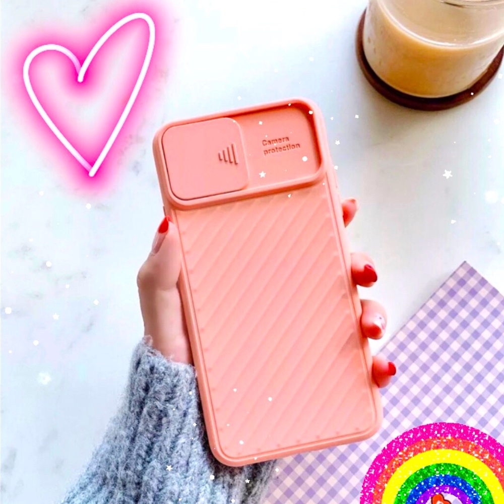 Cover Lens, Soft Silicone Pink Peach, iPhone 11 Pro Max. Protect your Privacy!